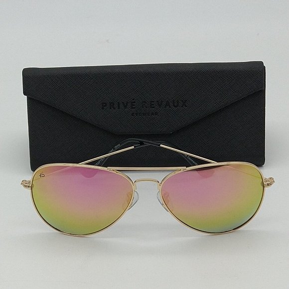 Prive Revaux Mens The Commando Aviator Sunglasses Gold Pink One Size New - Picture 5 of 10